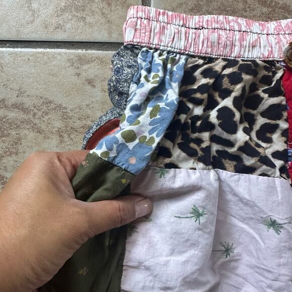Made In India Patch Work Elastic Waist Shorts Boho Artsy Colorful Pockets - Picture 9 of 9